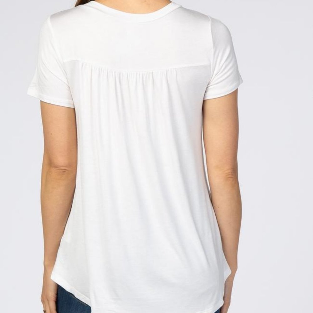 Ivory Solid Basic Short Sleeve Maternity Top - image 5